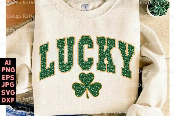 Download Retro Lucky Varsity Shamrock PNG, St Pat - Lucky Collection